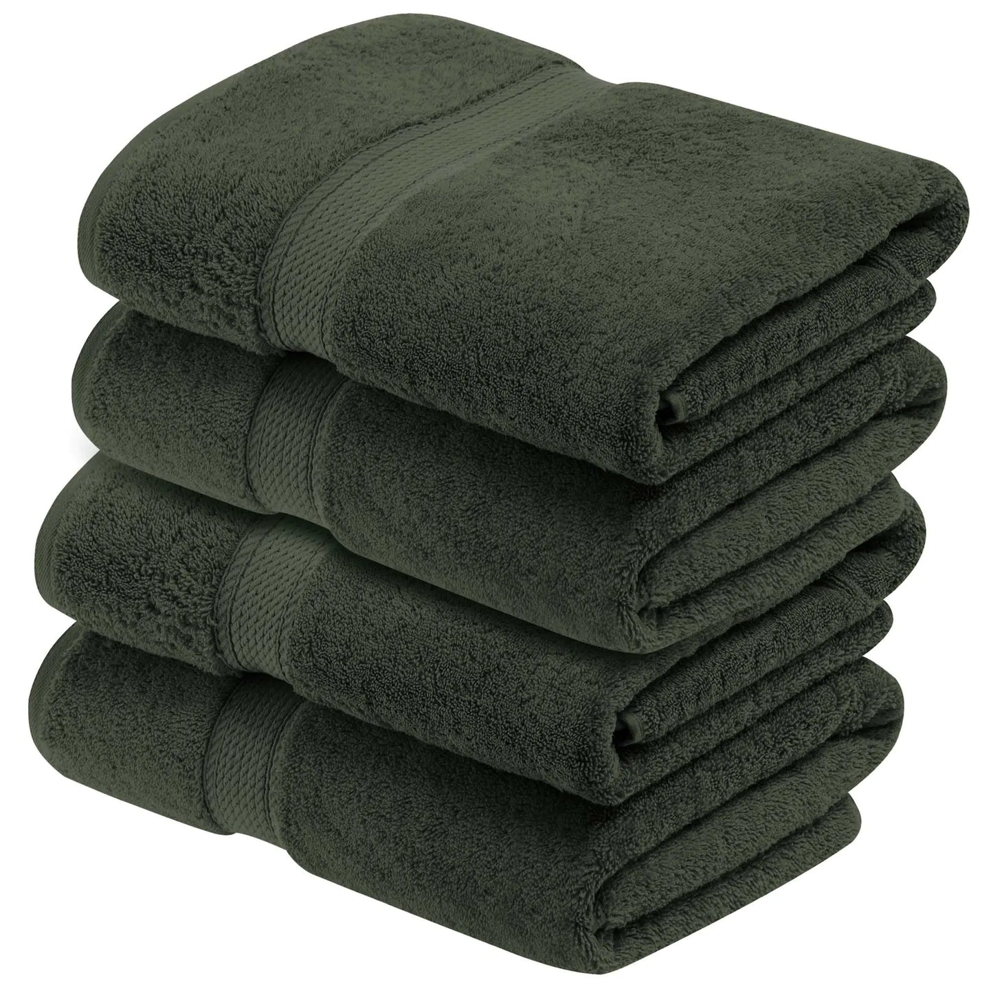 BNM Egyptian Cotton Heavyweight Towels Ideal For Bathroom Shower Spa 800 GSM Bath Towels Highly-Absorbent Luxury Bathroom Essentials Soft Plush Home Basics Bath Towel Set of 4 Forest Green