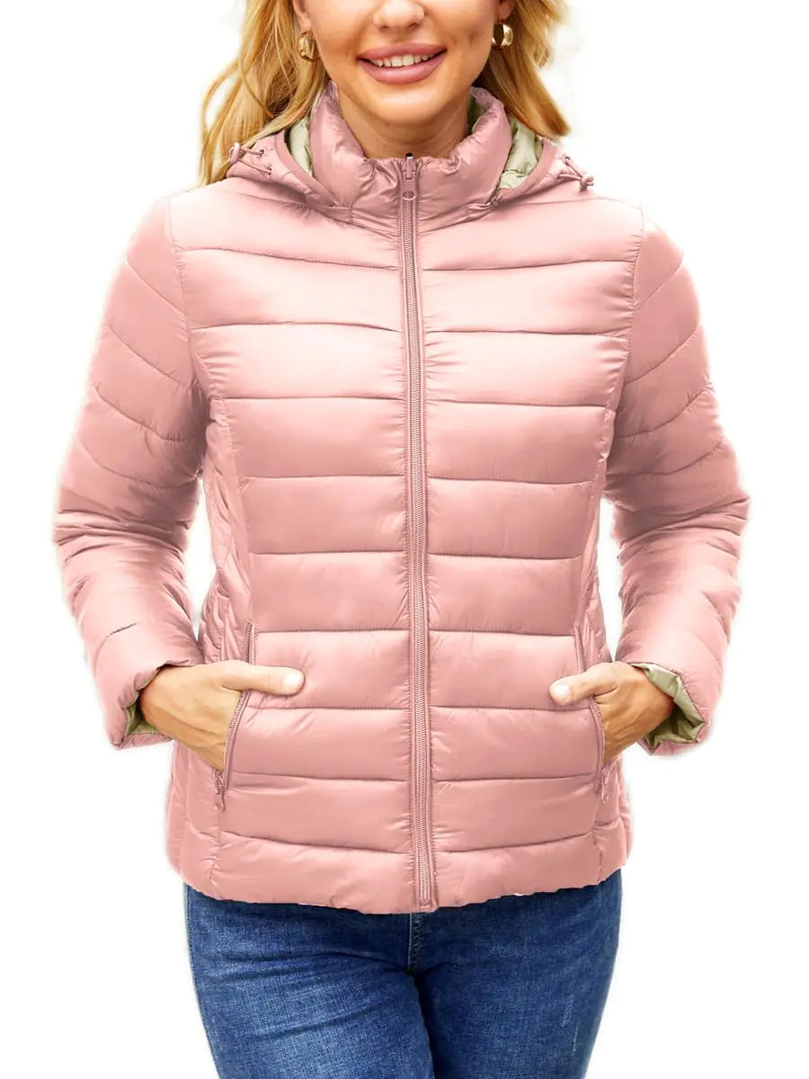 MODERN BUBBLE Puffer Jacket Womens Winter Coats with Hood Lightweight Packable Down Jacket Womens Quilted Coat