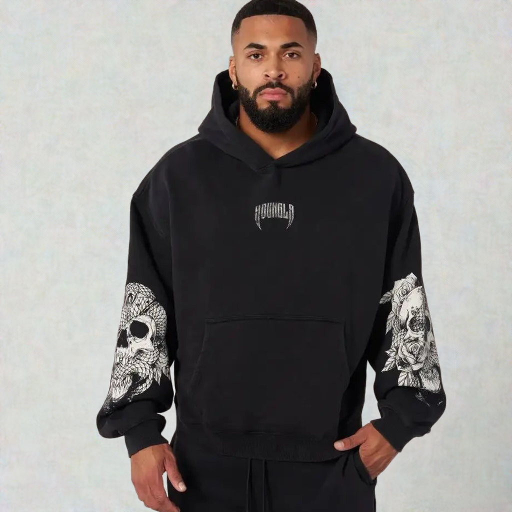 American fashion brand men's hooded sweatshirt autumn and winter new sports fitness running training hoodie casual print top