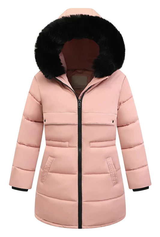 CICVSOC Girls Winter Long Coat Parka Kids Warm Hooded Puffer Jacket Long-lasting