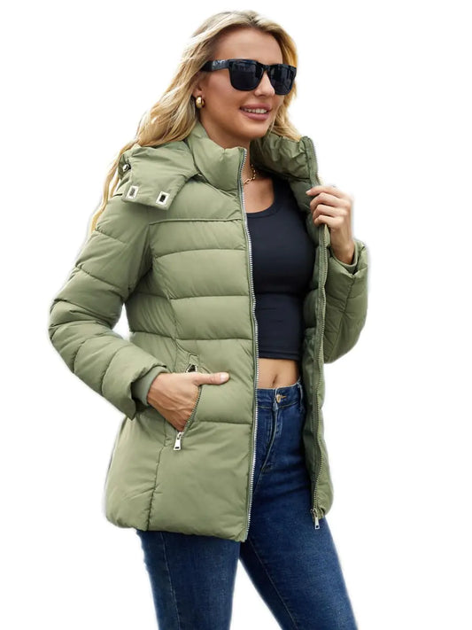 MODERN BUBBLE Puffer Jacket Womens Winter Coat with Hood Warm Lightweight Thickened Packable Down Jacket